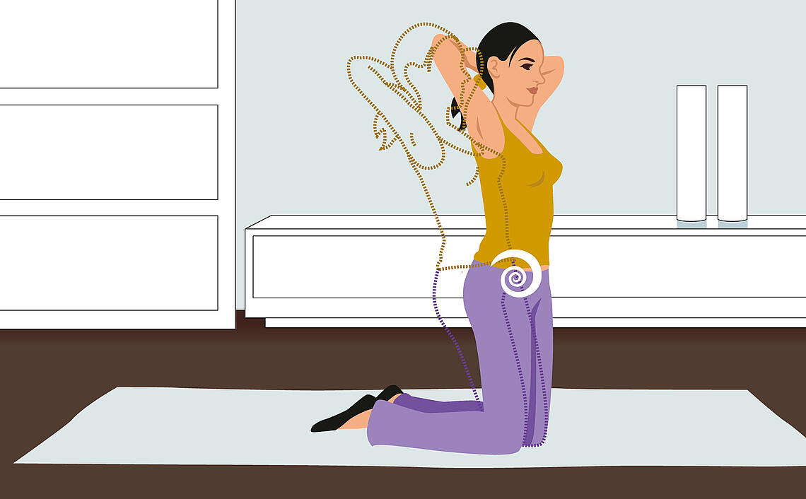 Illustration So stärken Sie Ihren Beckenboden, Übung 6: Stehaufmännchen