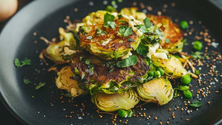 Kartoffelplätzchen mit Rosenkohl